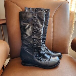 Bloom Black Leather Lace-Up Boots